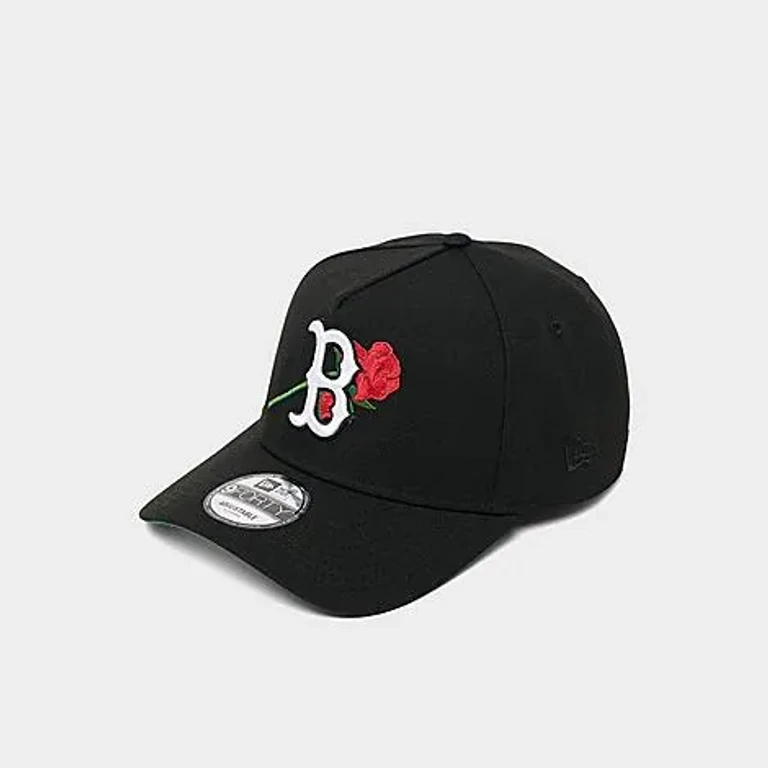 New Era Boston Red Sox MLB Rose 9FORTY A-Frame Snapback Hat in Black/White/Red