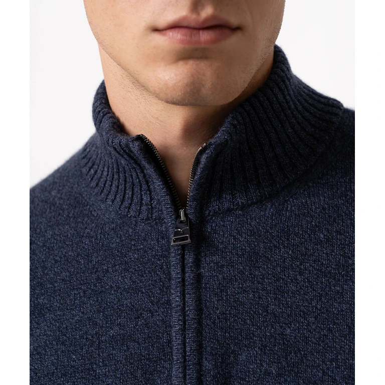 Larusmiani Half-Zip Cashmere Sweater Anversa Blue Knitwear - Men
