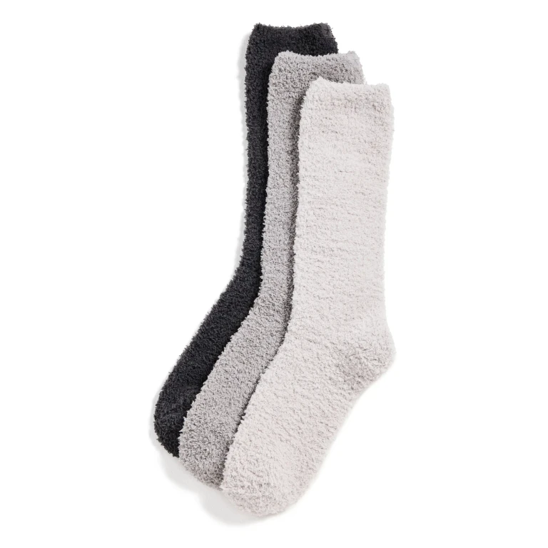 Barefoot Dreams CozyChic 3 Pair Sock Set Carbon Multi One Size