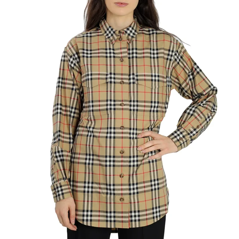 Burberry Ladies Vintage Check Stretch Cotton Oversized Shirt