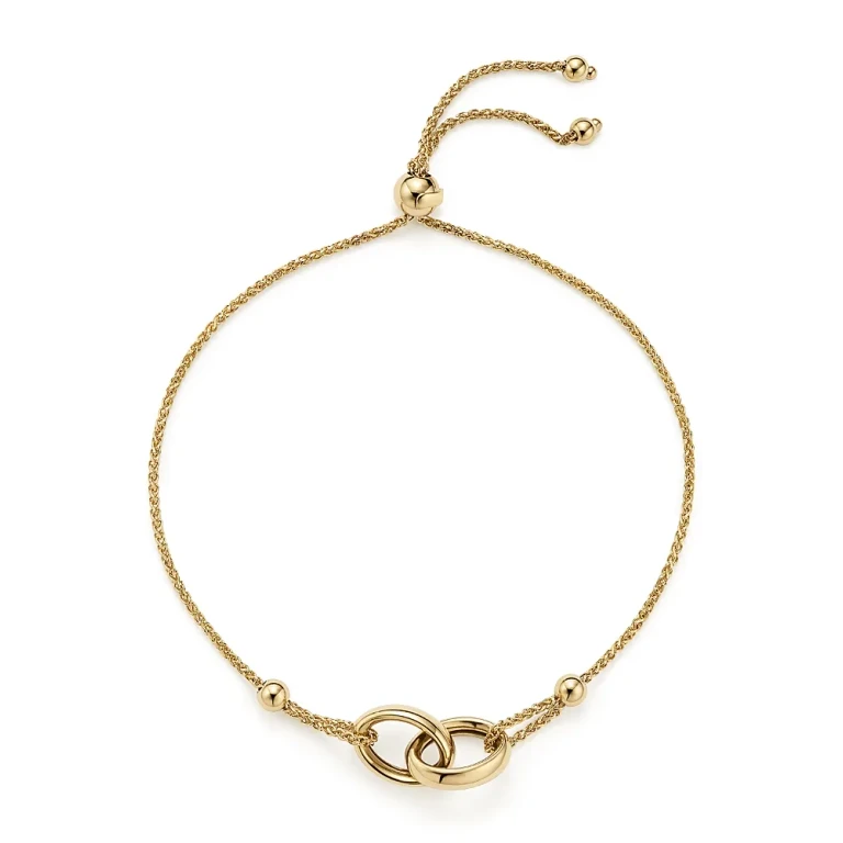 14K Yellow Gold Double Oval Wheat Chain Bracelet