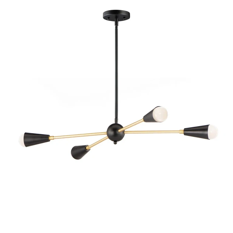 Black Satin Brass Four Light Pendant from the Lovell Collection