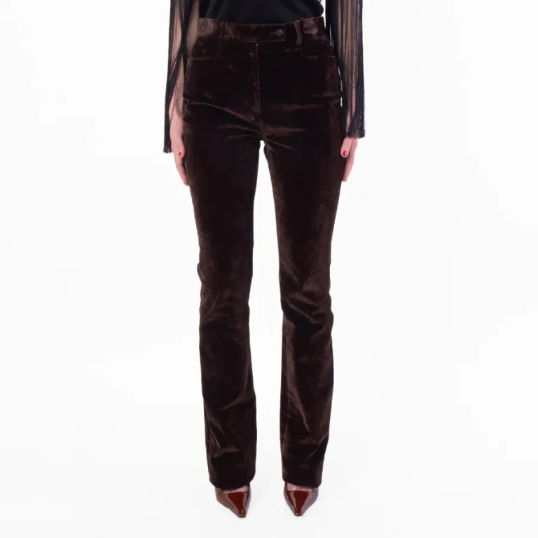 Ferragamo Straight-Leg Flock Velvet Trouser