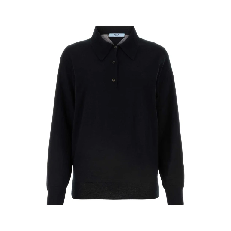Prada Black Cashmere Polo Shirt