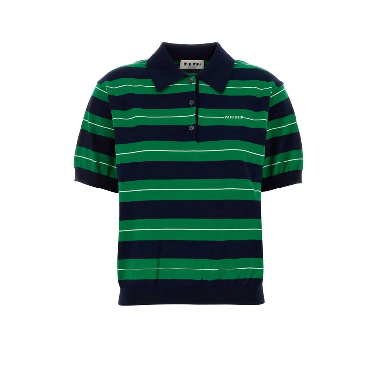 Miu Miu Embroidered Cotton Polo Shirt Bluverde Co-trochusniloticus - Women