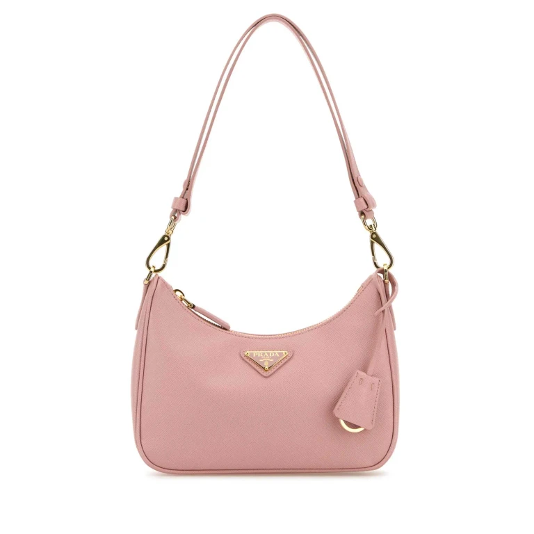 Pink Leather Mini Prada Re-edition Shoulder Bag