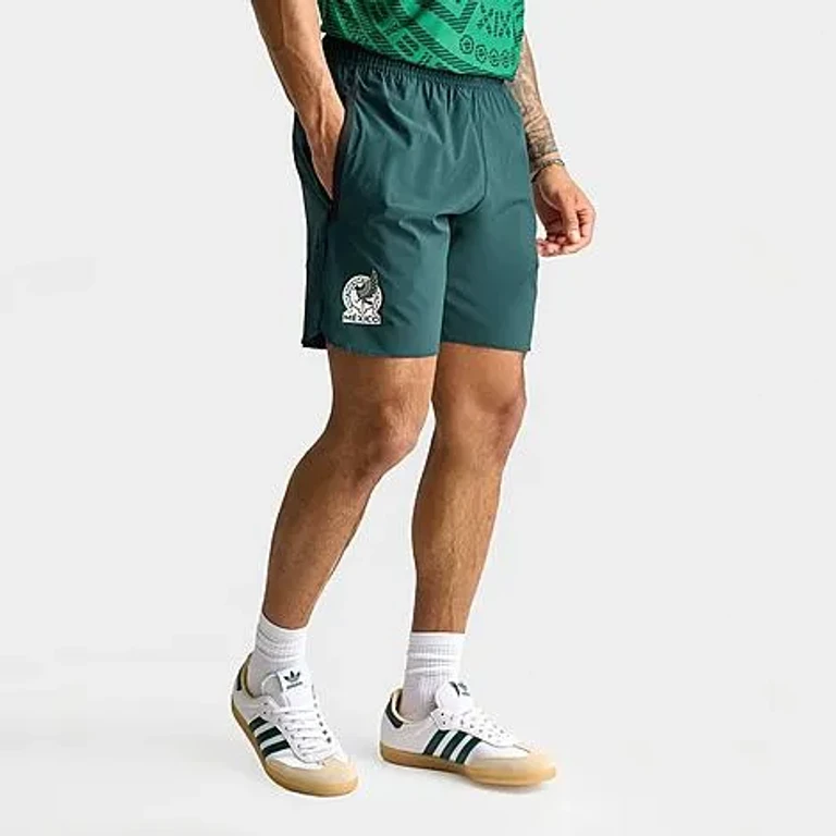 adidas Men's Mexico Soccer Tiro Travel Shorts in Aurora Ivy Size: XS