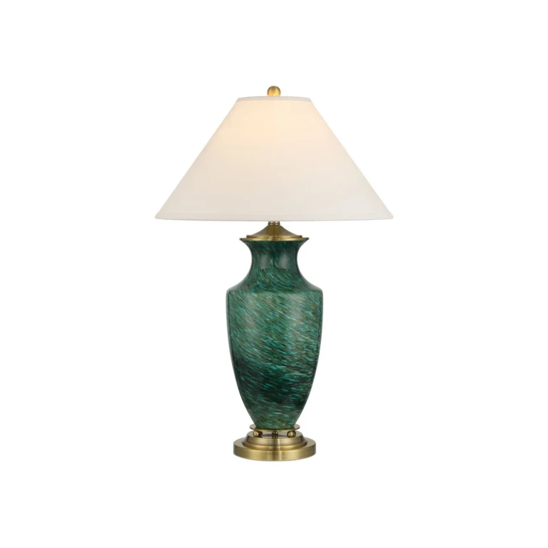 Green Antique Brass Table Lamp from the Claude Collection