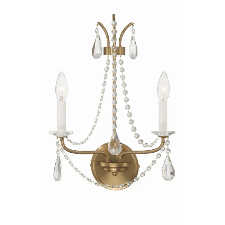 Karrington 2-Light Wall Mount in Aged Brass
