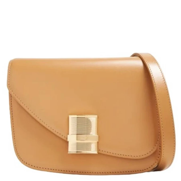 Borsa a tracolla Ferragamo Fiamma S in pelle beige