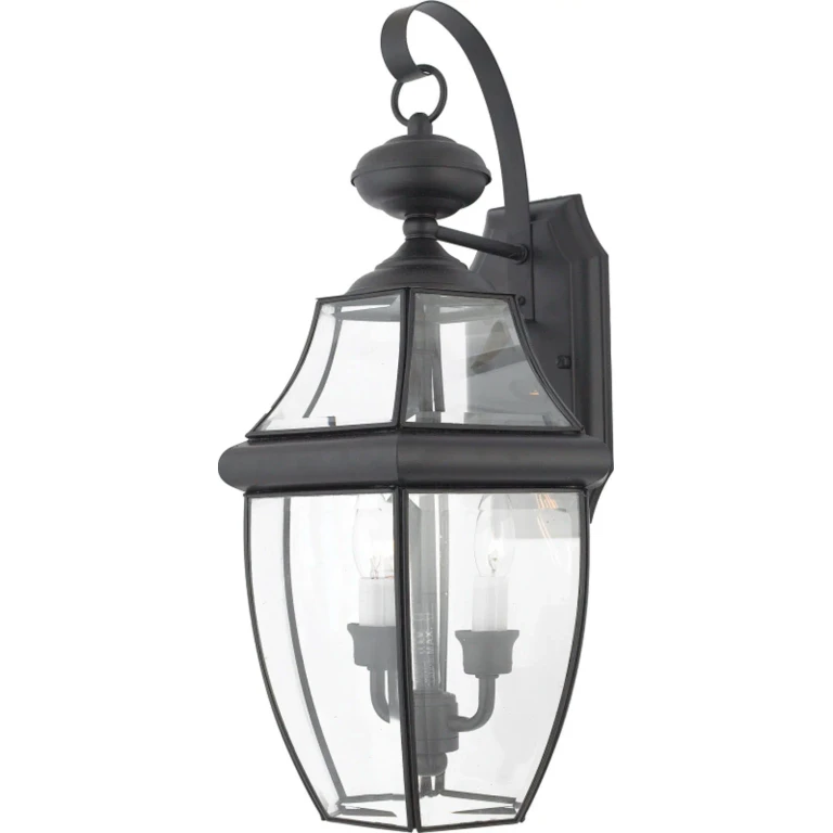 Newbury 2-Light Outdoor Wall Lantern in Mystic Black