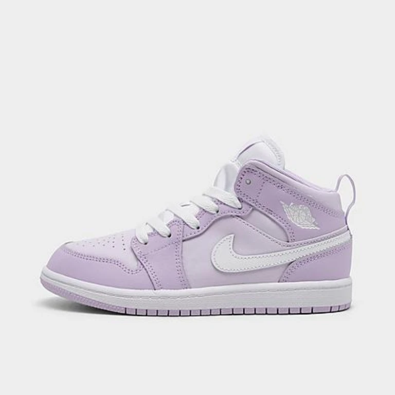 Jordan Little Kids Air Retro 1 Mid Casual Shoes in Violet Mist/Barely Grape/White Size: 1.0