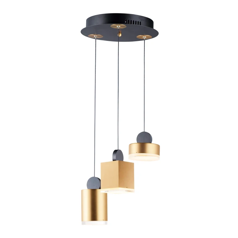 ET2 Lighting Nob 13.5" LED 3-Light Pendant in Black / Gold