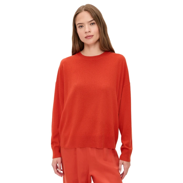 Jenni Kayne Cashmere Marina Crew Neck Pullover Tomato XXS