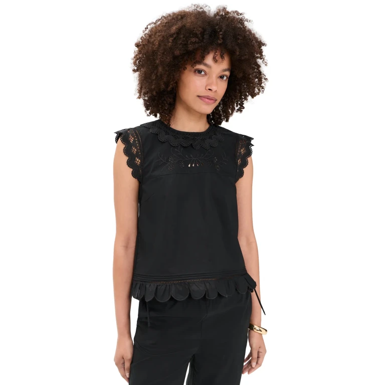 The Garment Kirsten Ruffle Top Black 14