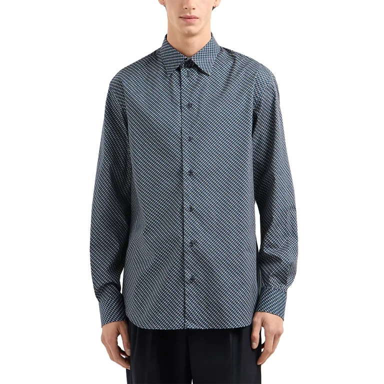 Emporio Armani Regular Fit Geometric Pattern Sport Shirt