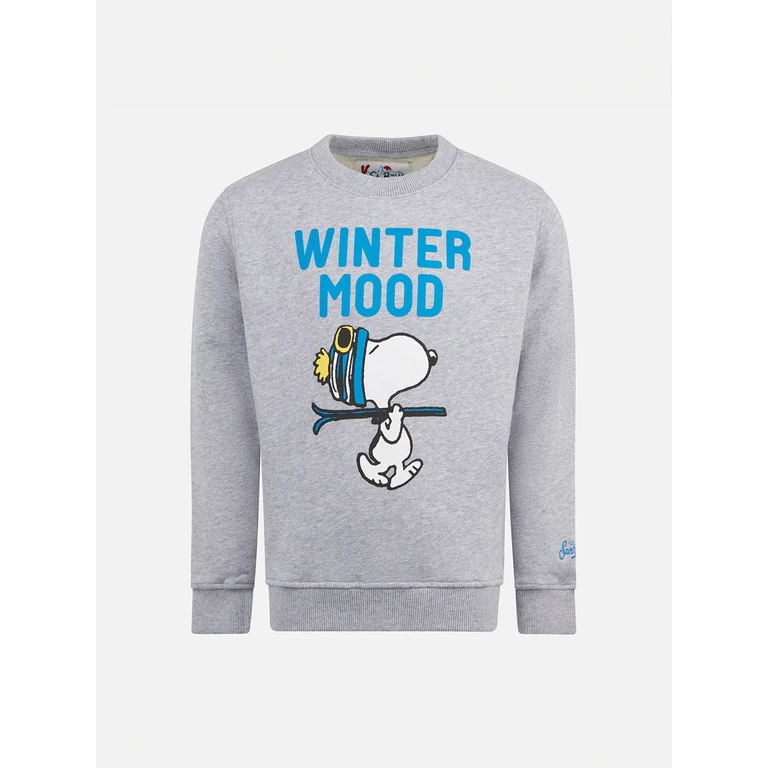 Mc2 Saint Barth Boy Crewneck Grey Sweatshirt With Snoopy Print Peanuts Special Edition