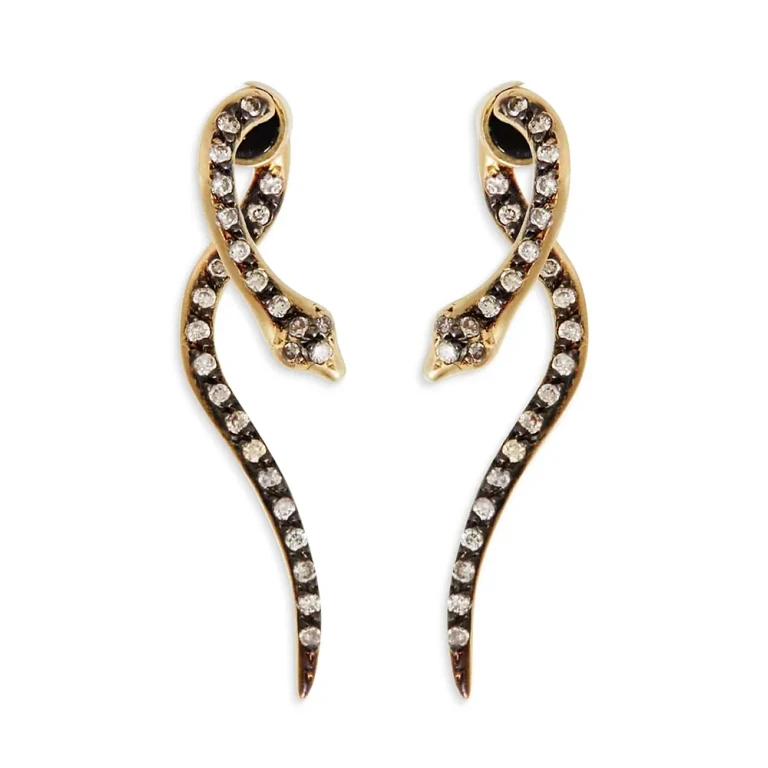 Ileana Makri 18K Yellow Gold Brown Diamond Boa Earrings, 0.22 tcw
