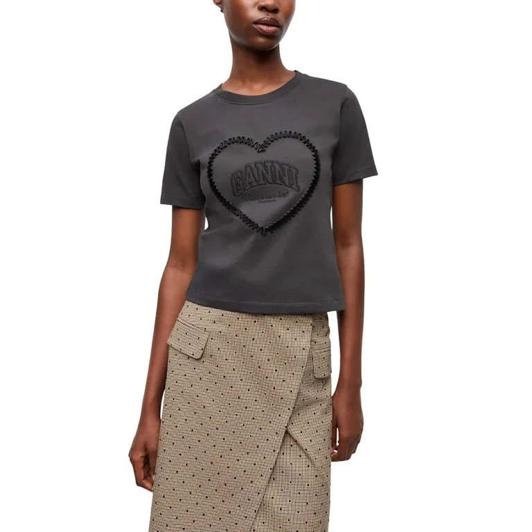 Ganni Heavy Heart Tonal Logo Tee