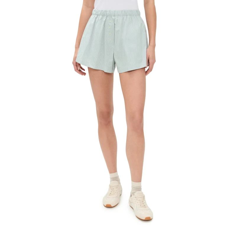 Leset Yoshi Stripe Boxer Shorts Dove/Forest Stripe XL