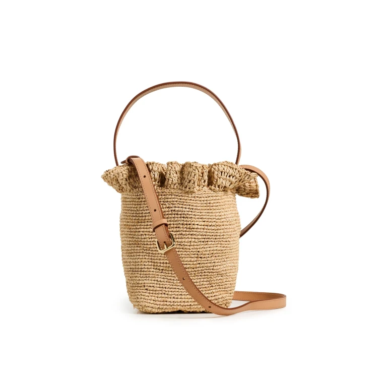 Loeffler Randall Laith Crochet Top Handle Bucket Bag Natural One Size