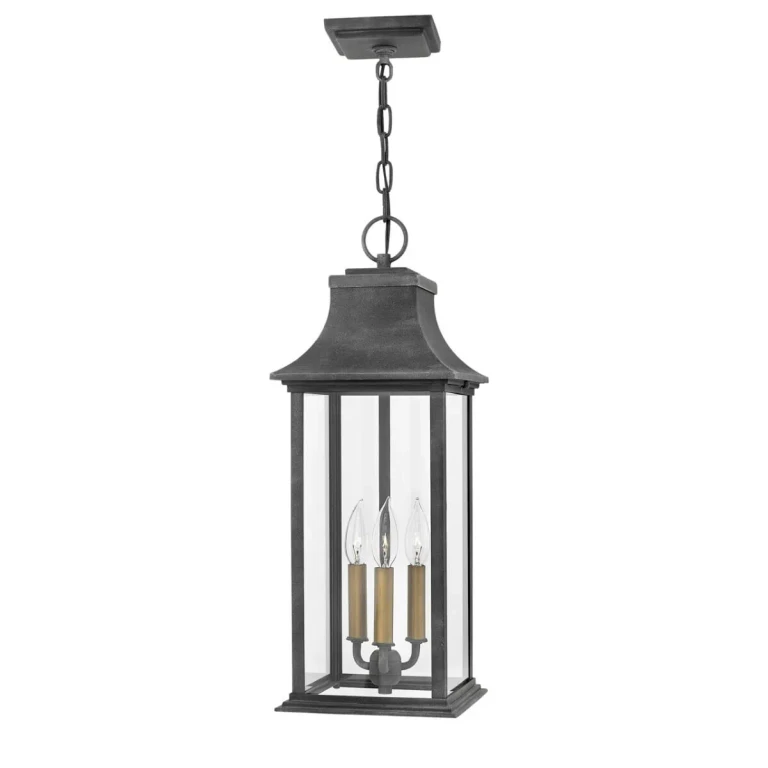 Aged Zinc LED Outdoor Lantern from the Adair Collection