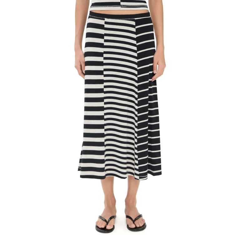 rag & bone The Knit Mixed Stripe Skirt salmt L