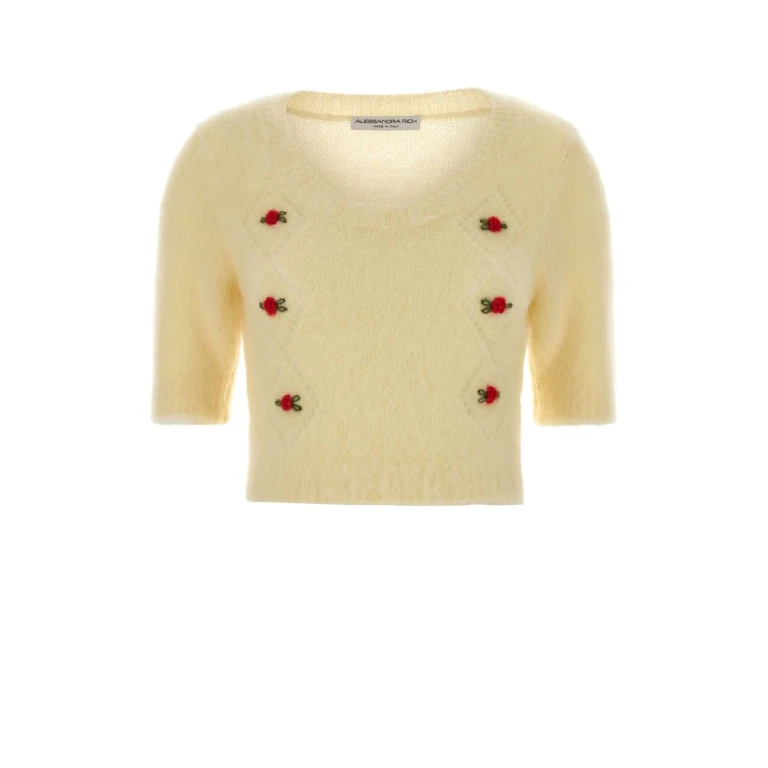 Alessandra Rich Pastel Yellow Mohair Blend Sweater (FABX4186K4603)