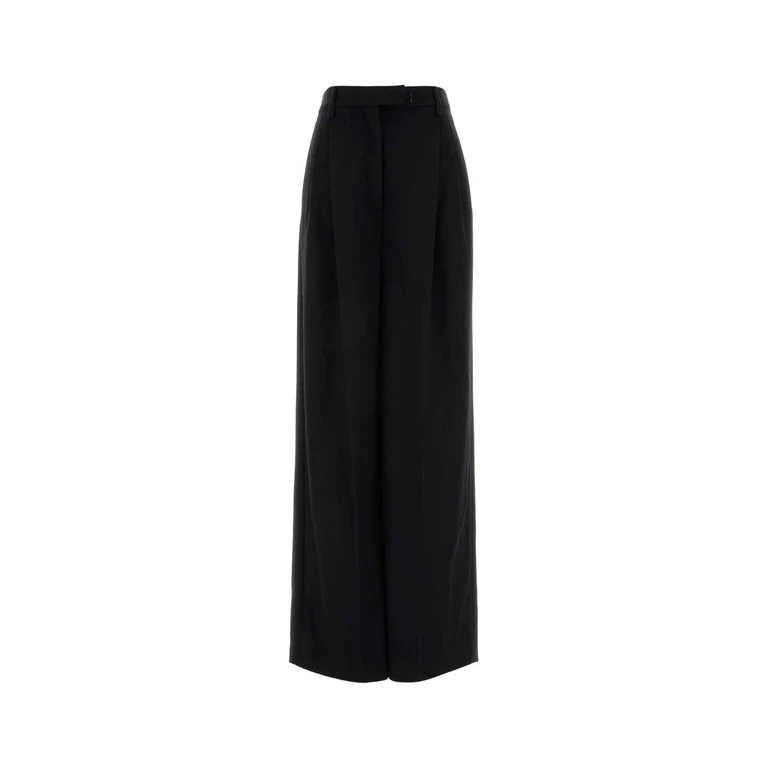 Prada Black Cashmere Wide-Leg Pant Nero Exterior: Pantaloni - Women