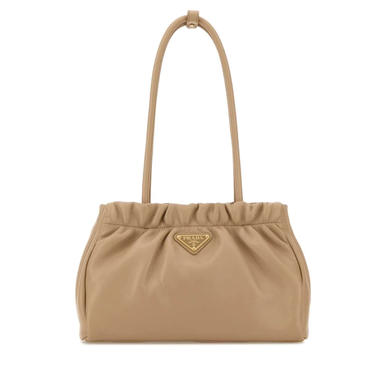 Beige Nappa Leather Shoulder Bag
