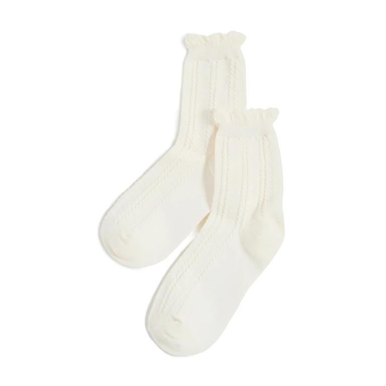 Stems Pointelle Crew Socks White One Size