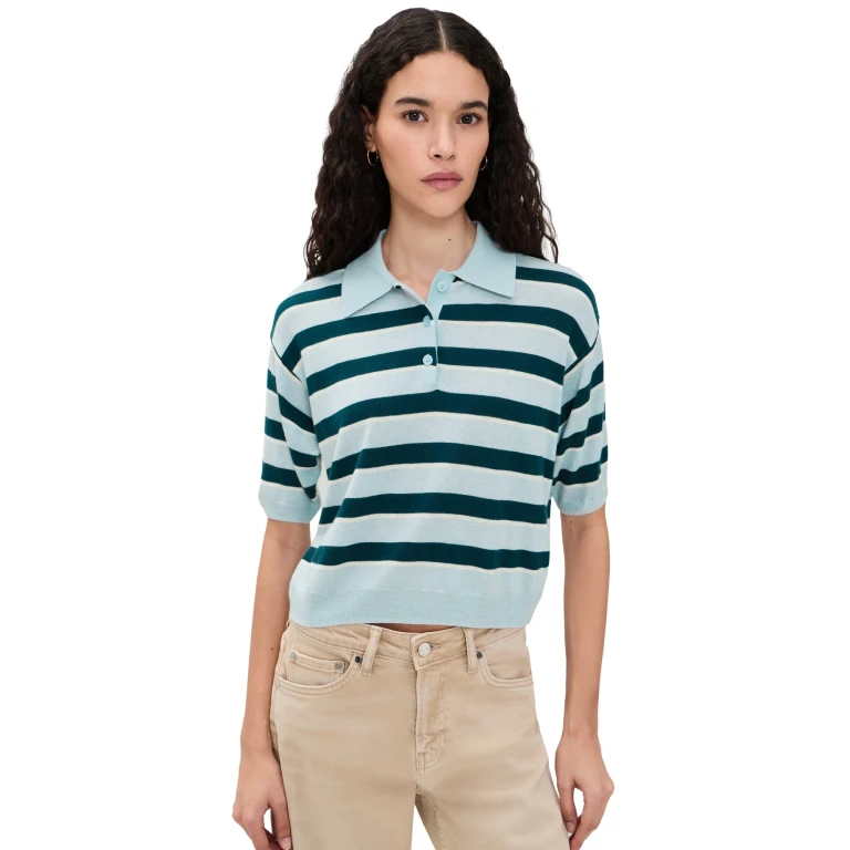 ASTR the Label Scottie Polo Sweater Blue Stripe XL