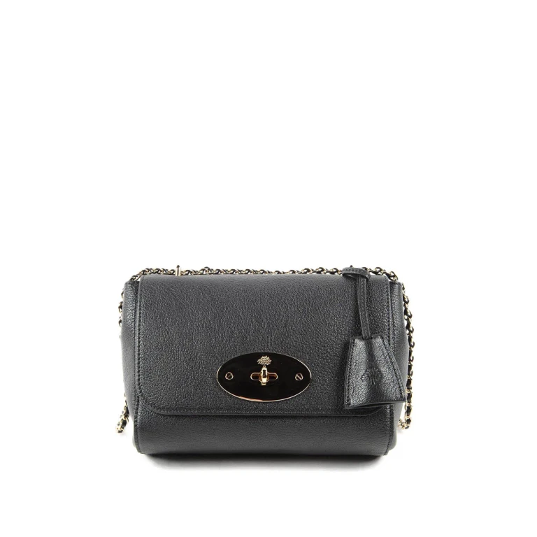 Mulberry lilly Black Shoulder Bag With Twist Lock Closure In Leather Woman