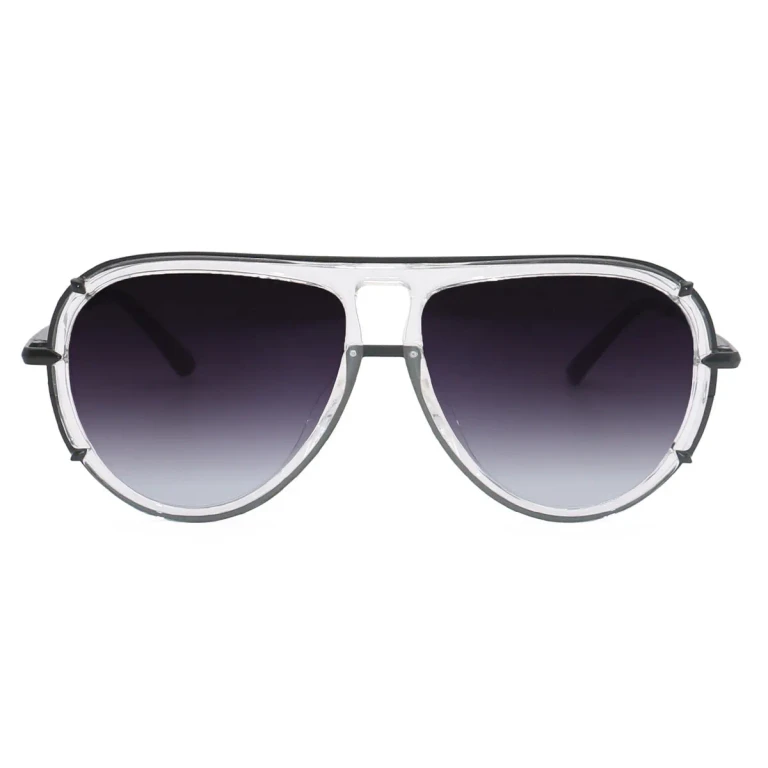 Ivy Luxe - Clear Black Tangle-Free Round Aviator Sunglasses - Clear