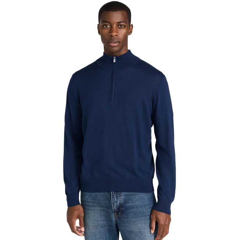 Faherty Movement Quarter Zip Sweater Marine Navy Heather XXL