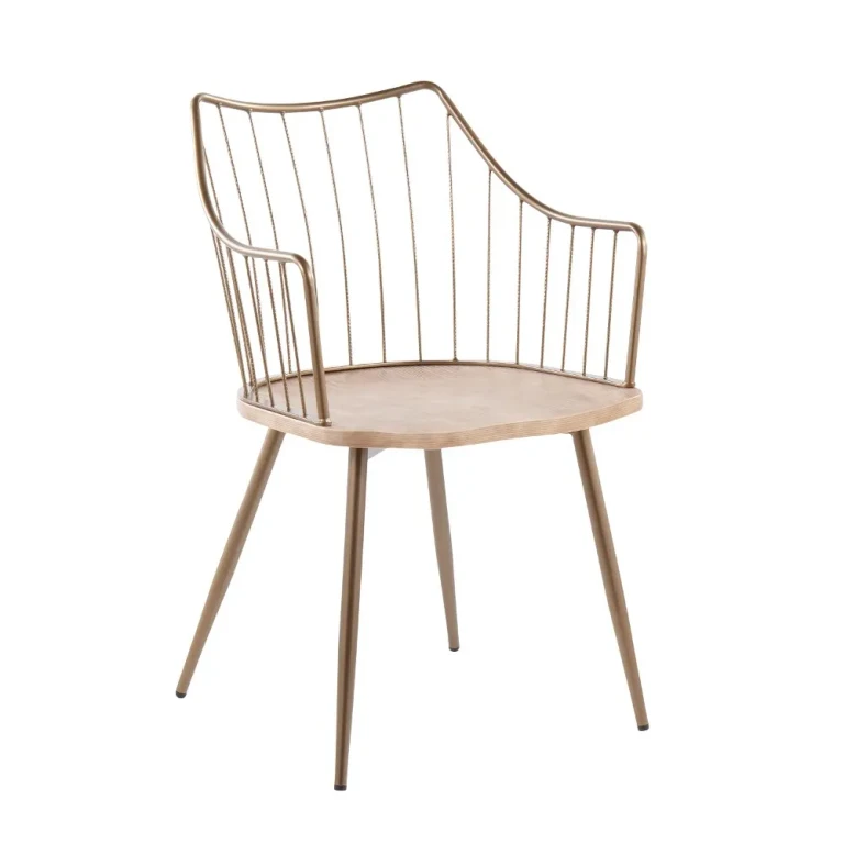 Winston Farmhouse Copper Metal and White Washed Wood Chair