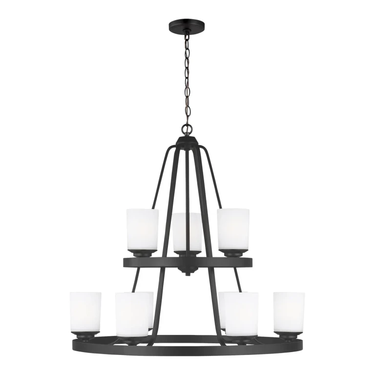 Sea Gull Kemal 9-Light Transitional Chandelier in Midnight Black - 3130709EN3-112