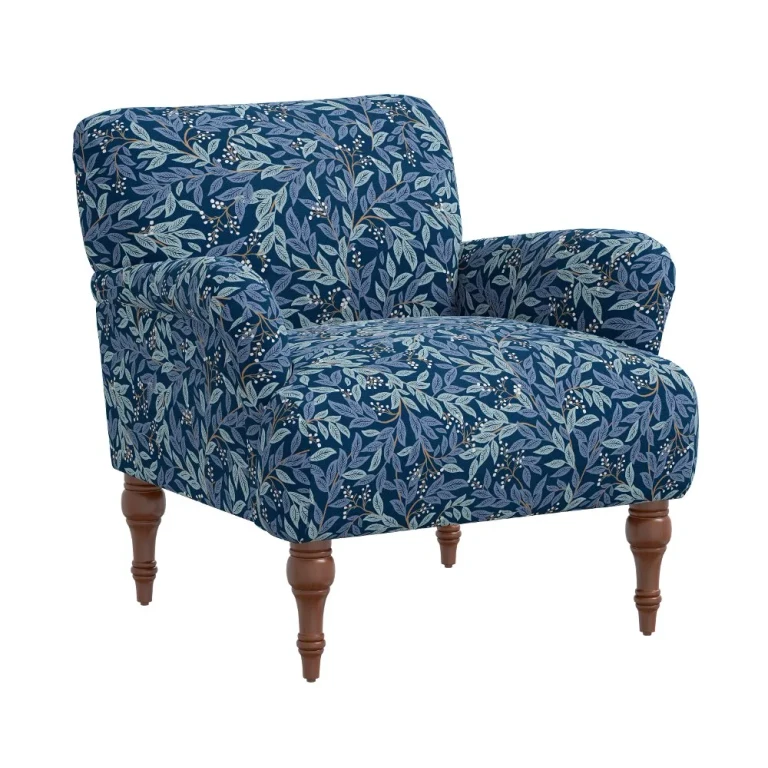 Rifle Paper Co Elodie Willowberry Navy Accent Chair