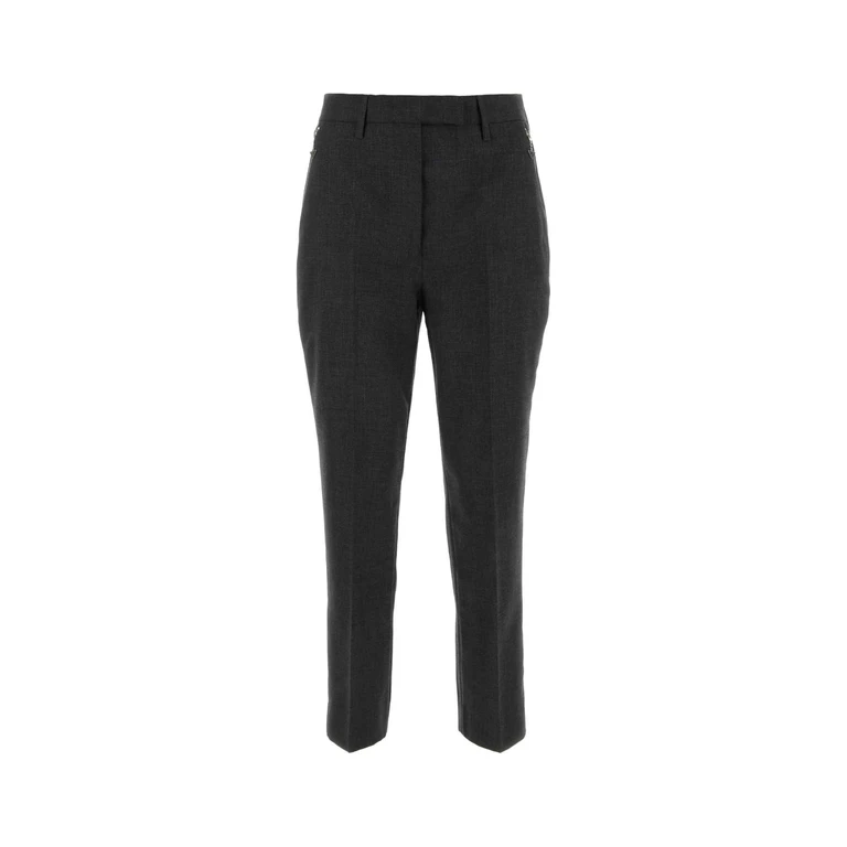 Prada Melange Graphite Wool Pant Ardesia Pantaloni - Women