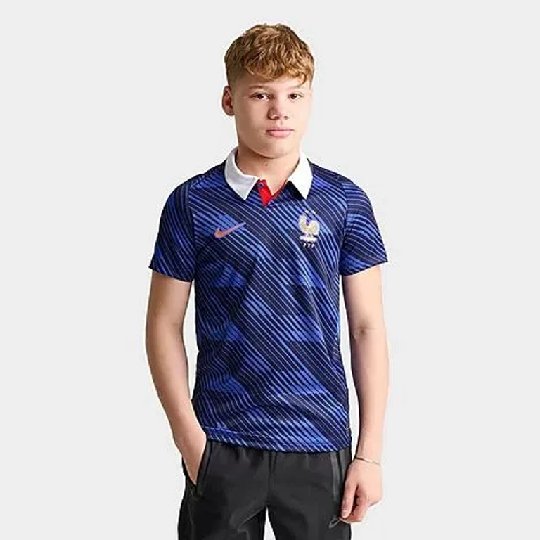 Nike Big Kids France 26 Stadium Home Dri-FIT Replica Soccer Jersey in Game Royal/Metallic Copper Size: XS