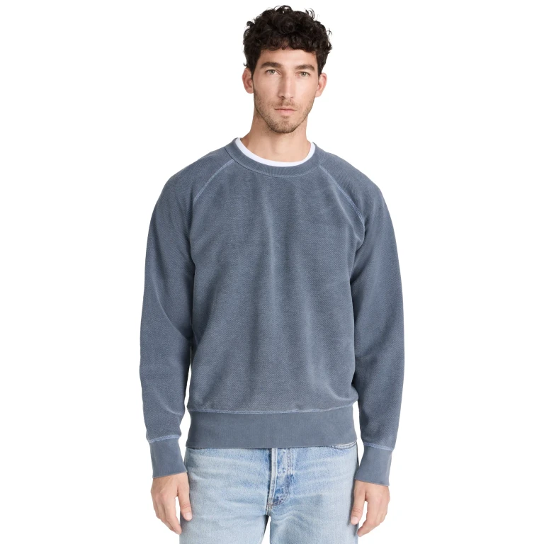 Save Khaki Twillback Terry Reversible Crew Sweatshirt Navy M