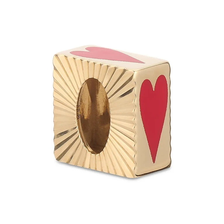 Adina Reyter 9K Yellow Gold Ceramic Heart Fluted Big Bead Pendant