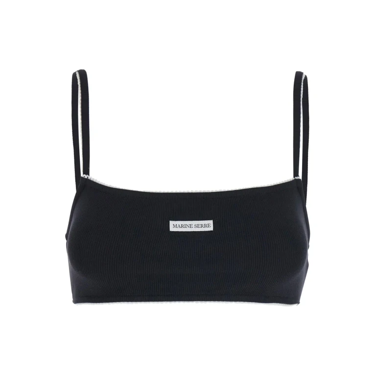 Marine Serre Ribbed Fine Strap Bra