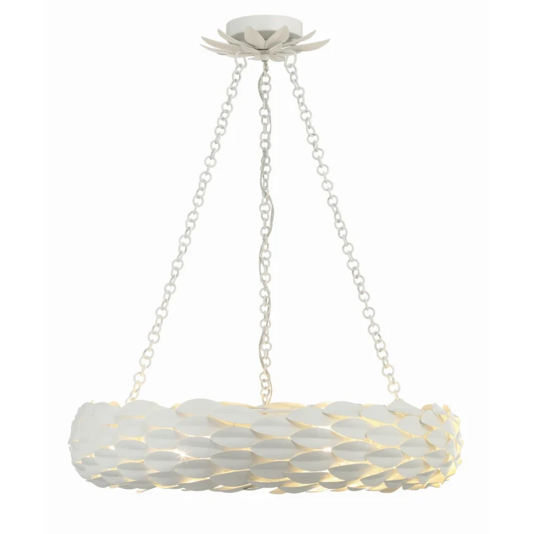 Matte White Six Light Pendant from the Broche Collection