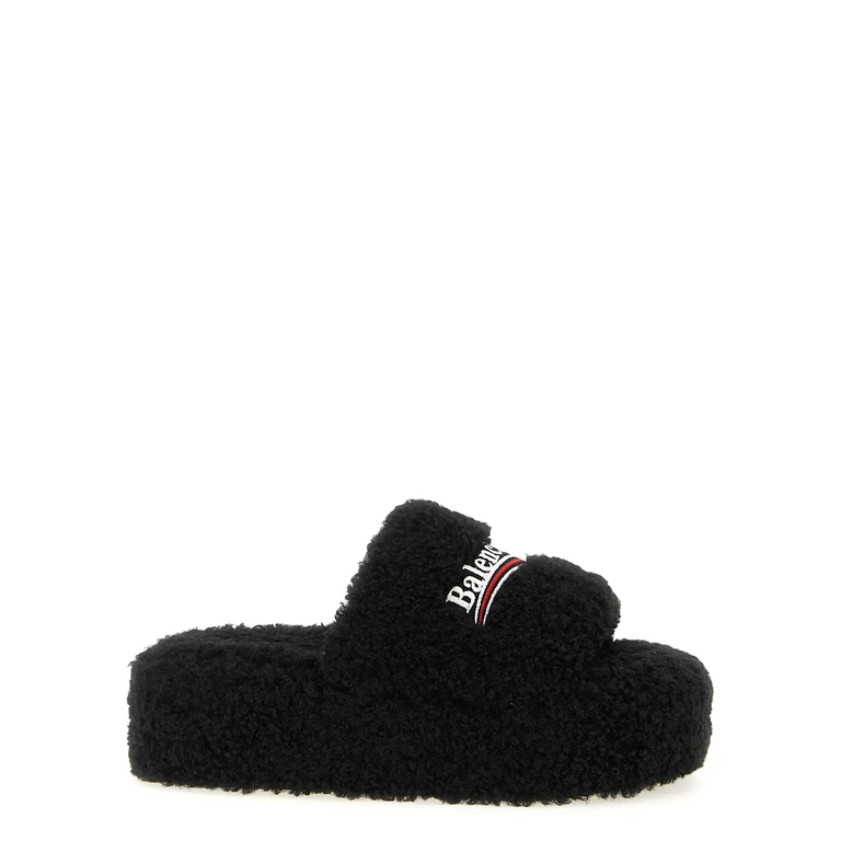 Balenciaga Black Polyester Slides Shoe - Women
