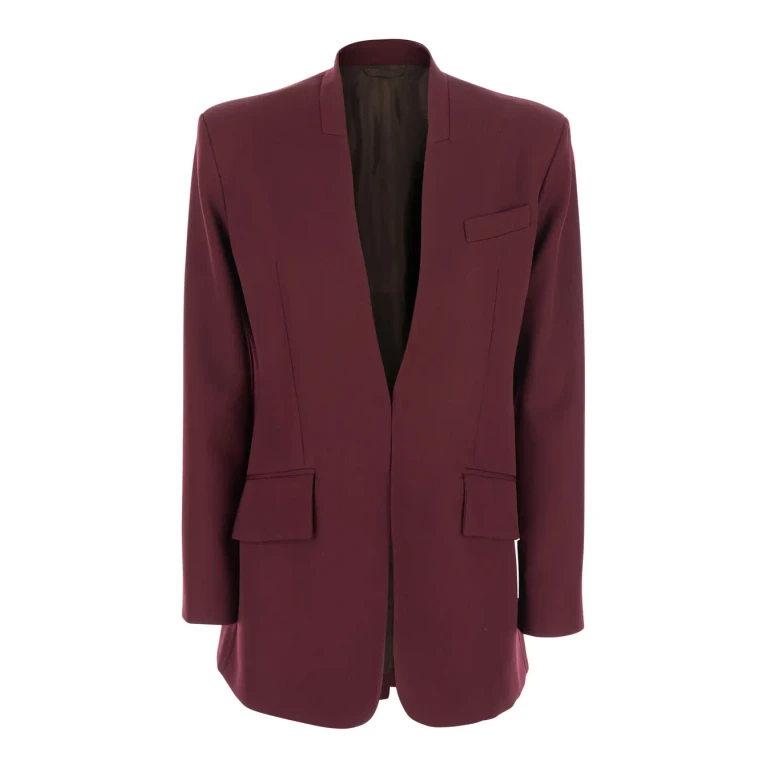 Bordeaux Jacket With Deep Neckline And Straps In Wool Woman Blazers - Women