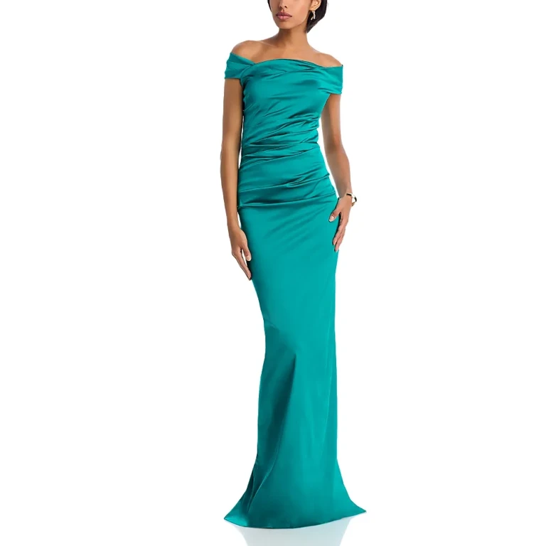 Teri Jon by Rickie Freeman Satin Ruched Gown