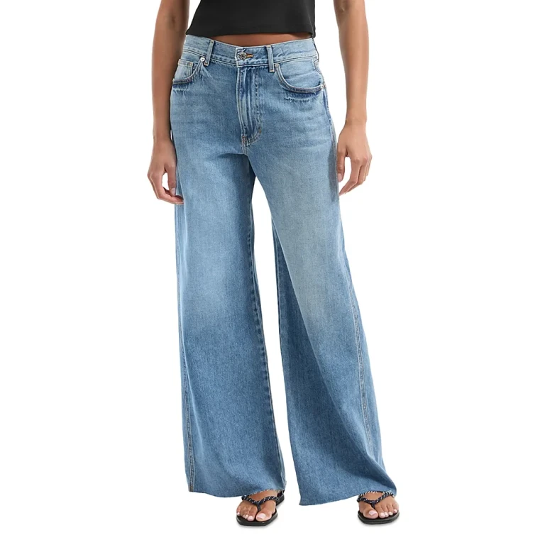 Veronica Beard Kasey High Rise Wide Leg Jeans in Dusted Glare