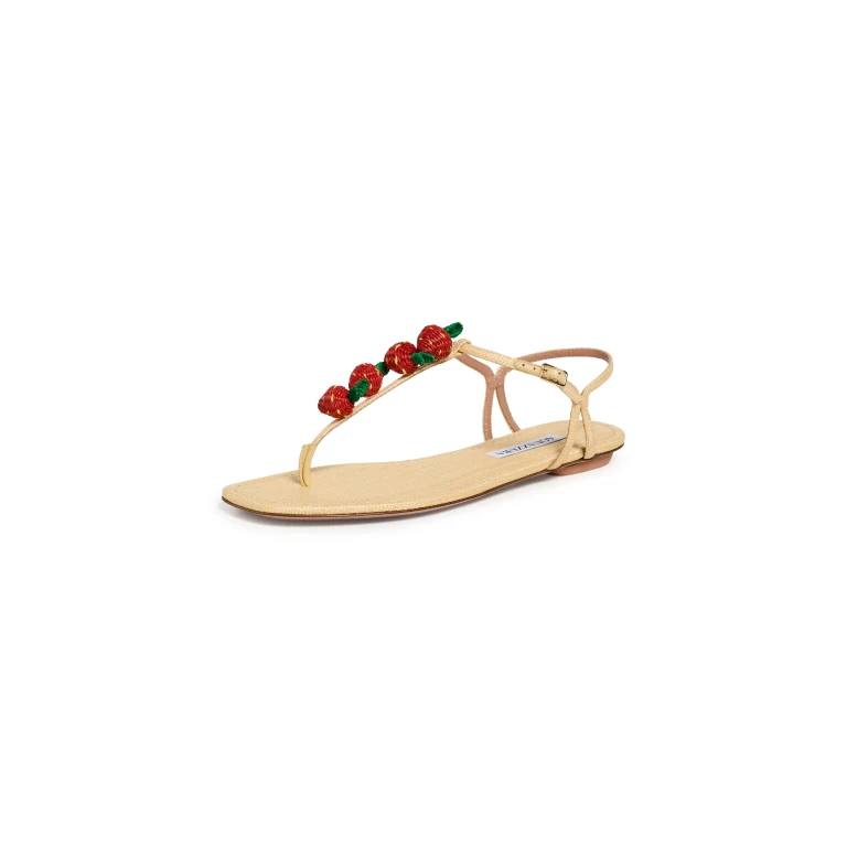 Aquazzura Fragolina Sugar Sandals Natural 40