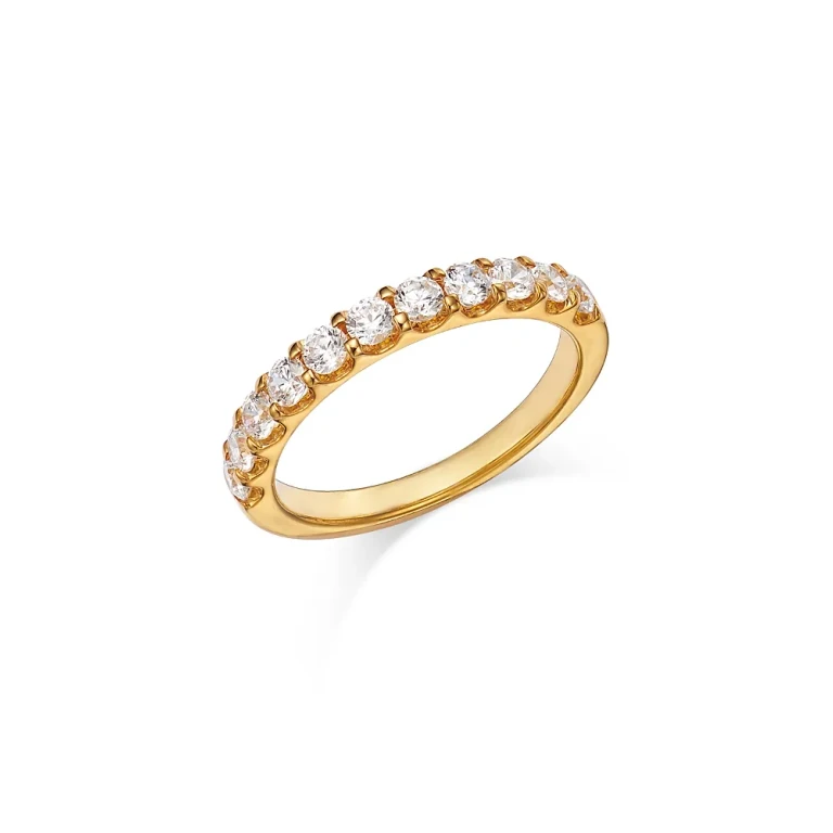 Round Cut Certified Diamond Band in 14K Yellow Gold, 0.75 tcw